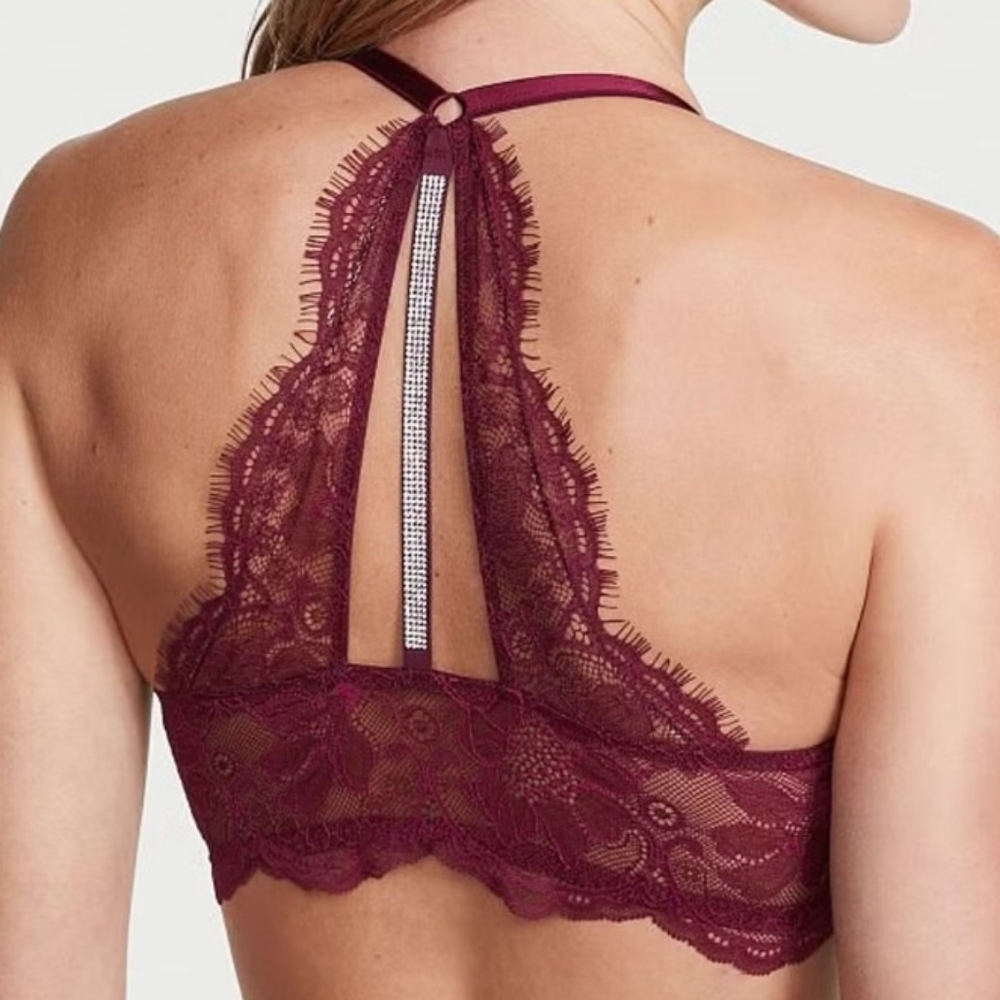 Victoria's Secret Burgundy Lace/Rhinestone Very‎ Sexy Push Up Bra...NWOT
